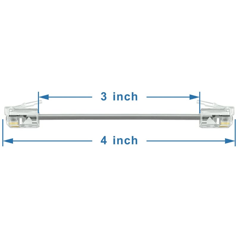 NECABLES 4Pack 3 Inch Short Telephone Cord Phone Cable Wall Phone Cord for Landline RJ11 6P4C Male to Male - Image 2